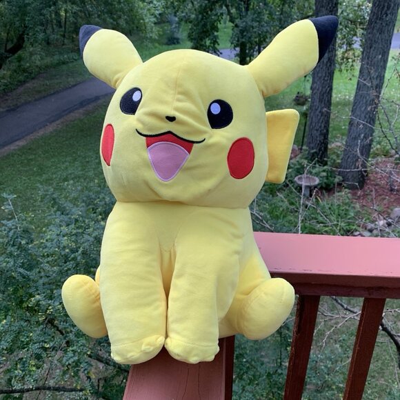 Pokemon Pikachu Plush 18" Tall Toy Stuffed Animal Red Cheeks Tongue Out Yellow - Picture 13 of 14